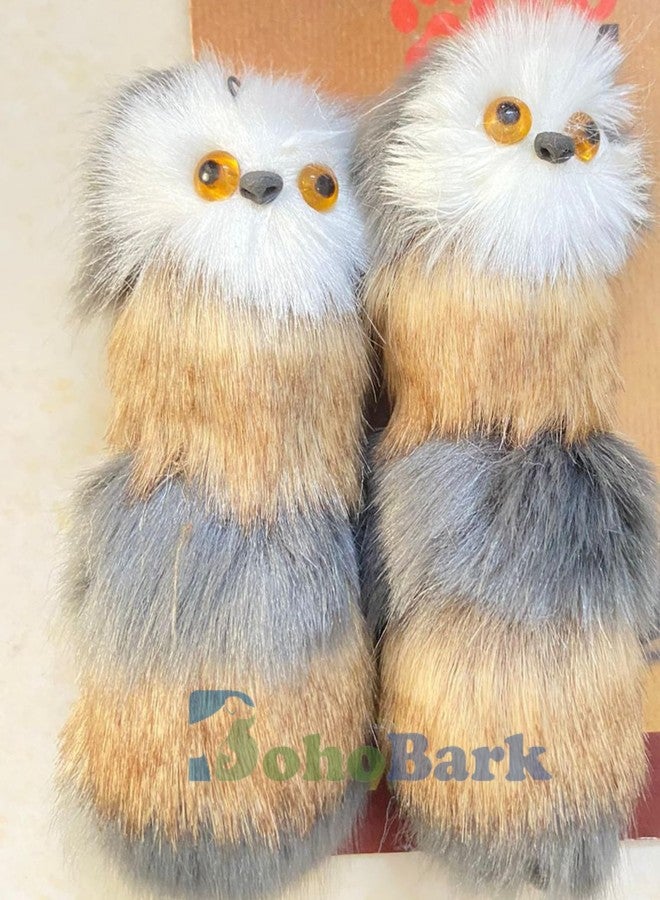 BohoBark cat & Dog Toys mice Toys Interactive Toys for Dogs Pack of 2 (Brown, Fur Toys) - Image 1
